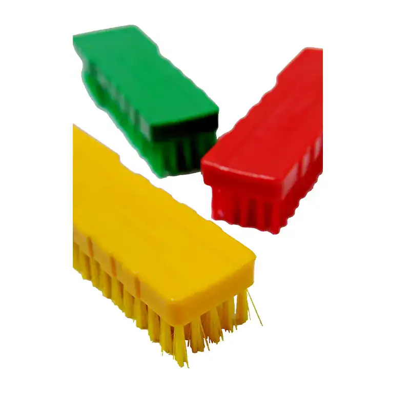 #820+Plastic+Laundry+Brush-3+B Yellow, green, and red cleaning scrub brushes for effective sanitation and hygiene cleaning solutions at Beyond Hygiene Asia.