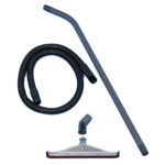 Extended vacuum cleaner hose with cleaning attachment for commercial and industrial hygiene solutions.