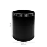 Black round waste bin, 26 cm height and 22.5 cm diameter, ideal for hygiene and waste disposal, suitable for office, bathroom, or commercial spaces focusing on cleanliness.