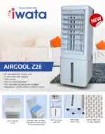 Aircool z28 portable air cooler for efficient indoor cooling, featuring water tank, multiple fan speeds, and low water level alarm; ideal for homes and offices.