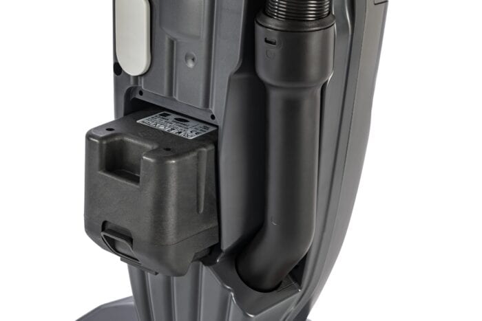 Battery compartment of industrial cleaning equipment used by Beyond Hygiene Asia for sanitation services.
