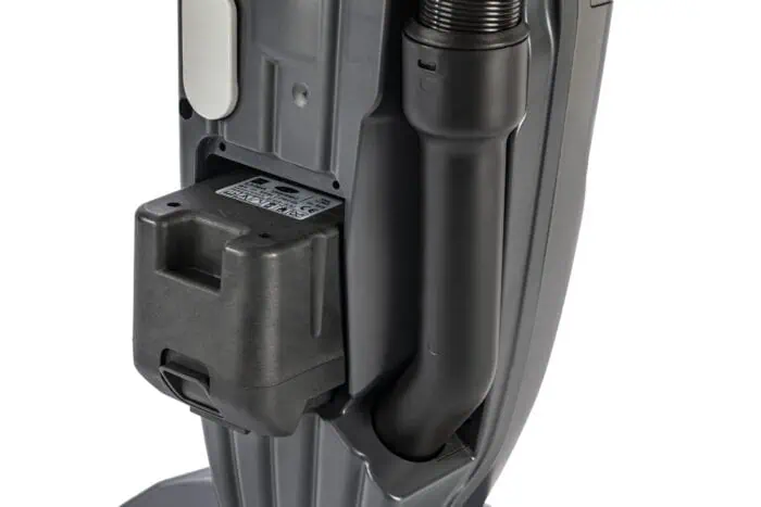 Battery compartment of industrial cleaning equipment used by Beyond Hygiene Asia for sanitation services.