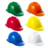 Green, orange, red, yellow, blue, and white safety helmets for industrial and construction workers, emphasizing safety and hygiene standards in Asia.