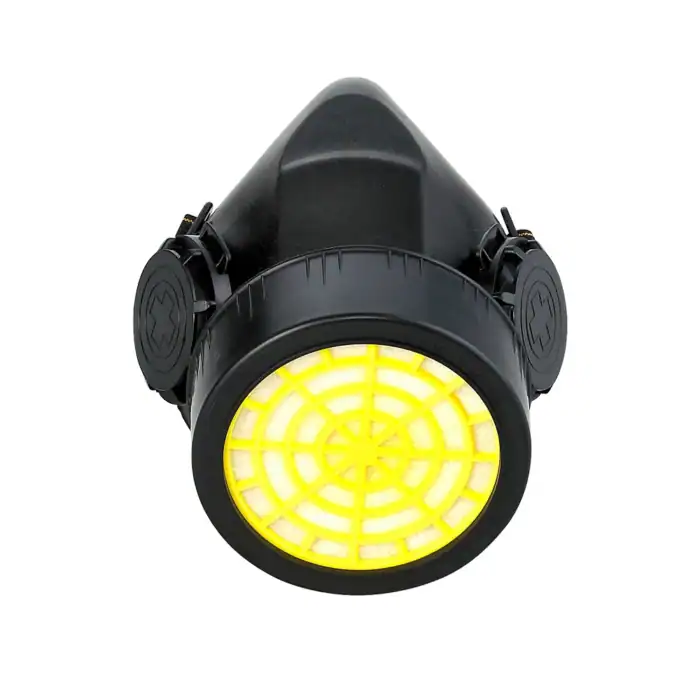 N95 mask with yellow filter for protective hygiene and safety in Asia.
