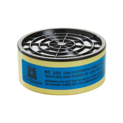 Gas cartridge for industrial cleaning and sanitation, used with disinfectant and fogging equipment, branded Blue Eagle, suitable for low toxicity applications and hygiene maintenance.