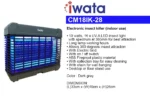 IWATA Electronic Insect Killer (indoor use) CM18IK-28 Electronic insect killer (indoor use) • 10 watts, 16 x UV-A LED insect light with spectrum at 365mm for best attraction • Long lamp working hours • Allows 360 degrees insect attraction • With Electric Grid • With on / off switch • ABS Fireproof plastic material • With collection tray for easy cleaning • With chain for wall hanging • Desktop or floor stand use Color : Dark gray Dimensions: (L)33cm x (W)10cm x (H)26cm