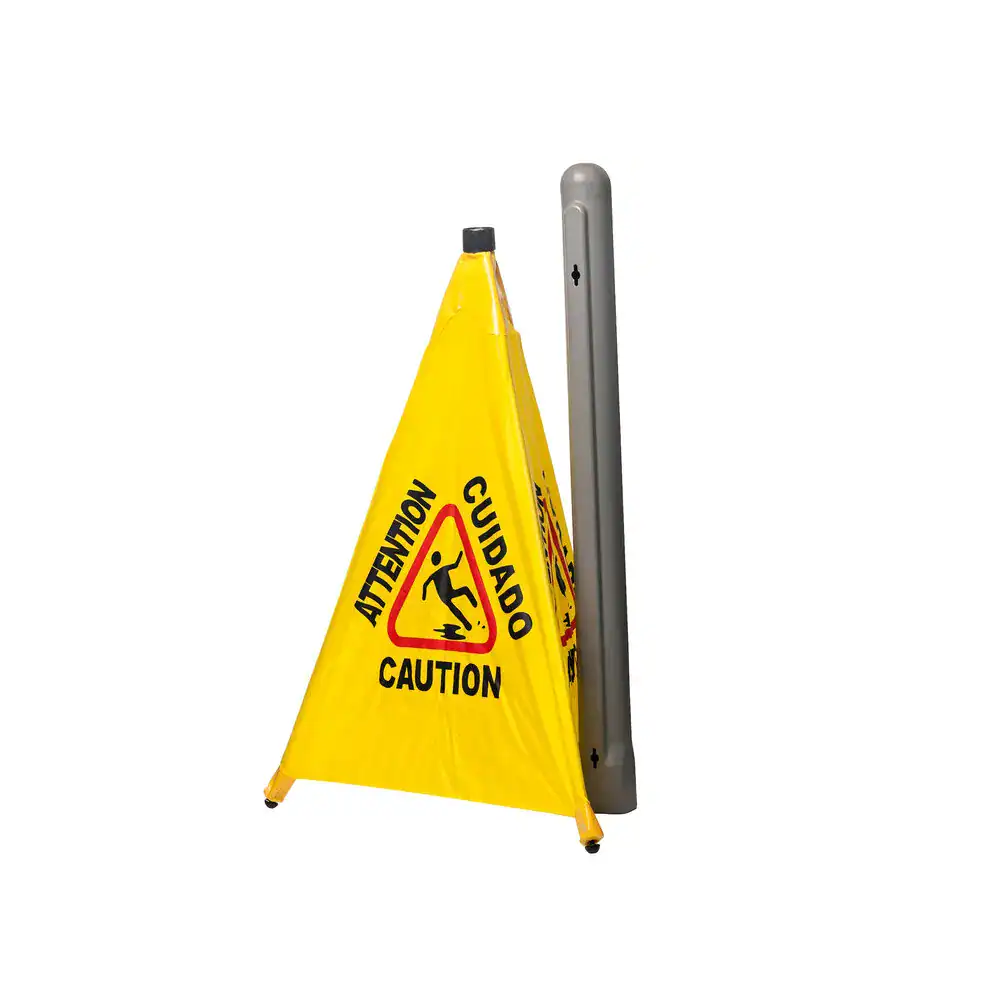 Caution Sign TRIPOD with Cover Caution wet floor sign and warning pole for safety, preventing slips and falls in commercial and public spaces. Trusted hygiene safety signage from Beyond Hygiene Asia.