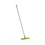 Microfiber flat mop with extendable handle for efficient cleaning and sanitizing floors. Suitable for commercial and residential cleaning, ensuring hygiene and spotless surfaces.