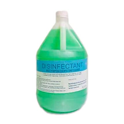 Disinfectant bottle for cleaning and sanitizing surfaces, used in hygiene maintenance.