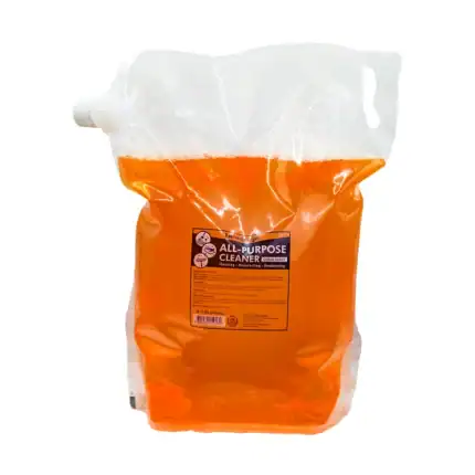 All-purpose disinfectant cleaner in a refill pouch with citrus scent, ideal for maintaining hygiene and sanitation in commercial and healthcare settings.