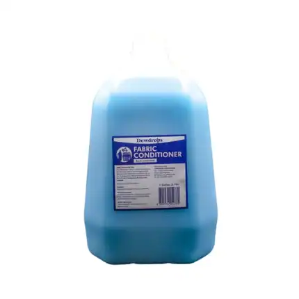 Dewdrops fabric conditioner in a large bottle, blue sunshine scent, suitable for maintaining clean and fresh textiles, ideal for commercial and household laundry use.