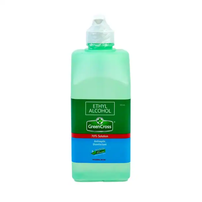 Bottle of GreenCross Ethyl Alcohol 70% disinfectant sanitizer for hygiene and cleaning.