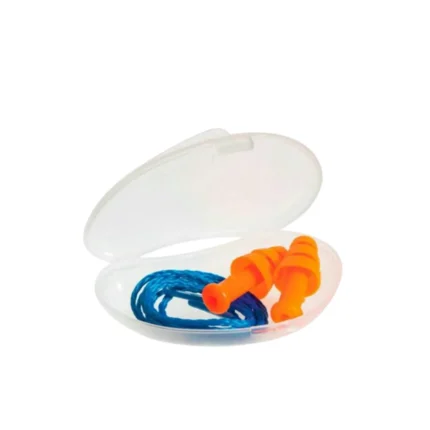 Earplug set in a clear plastic case, noise-canceling ear protection, comfort fit, suitable for sleeping or swimming, high-quality silicone earplugs for hygiene and safety at Beyond Hygiene Asia.