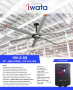 HVLS-8X 8ft industrial ceiling fan for large spaces, energy-efficient with high airflow, and durable motor, ideal for warehouses, factories, and commercial buildings.
