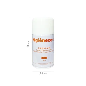 Hygiene aerosol deodorant spray bottle with antibacterial and odor counteracting properties, ideal for maintaining hygiene in commercial and hospitality environments.