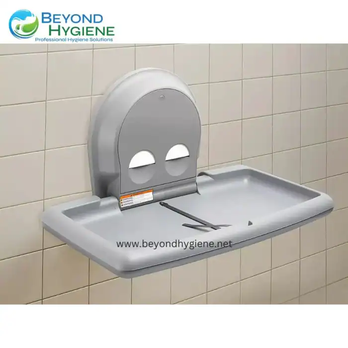 Automatic hand sanitizer or wash station mounted on a tiled wall, promoting hygiene in public spaces in Asia for health safety.