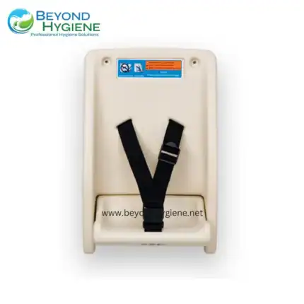 Disposable hand sanitizer dispenser holder with strap for sanitary hand hygiene stations. Designed for easy sanitization and infection control in public spaces.