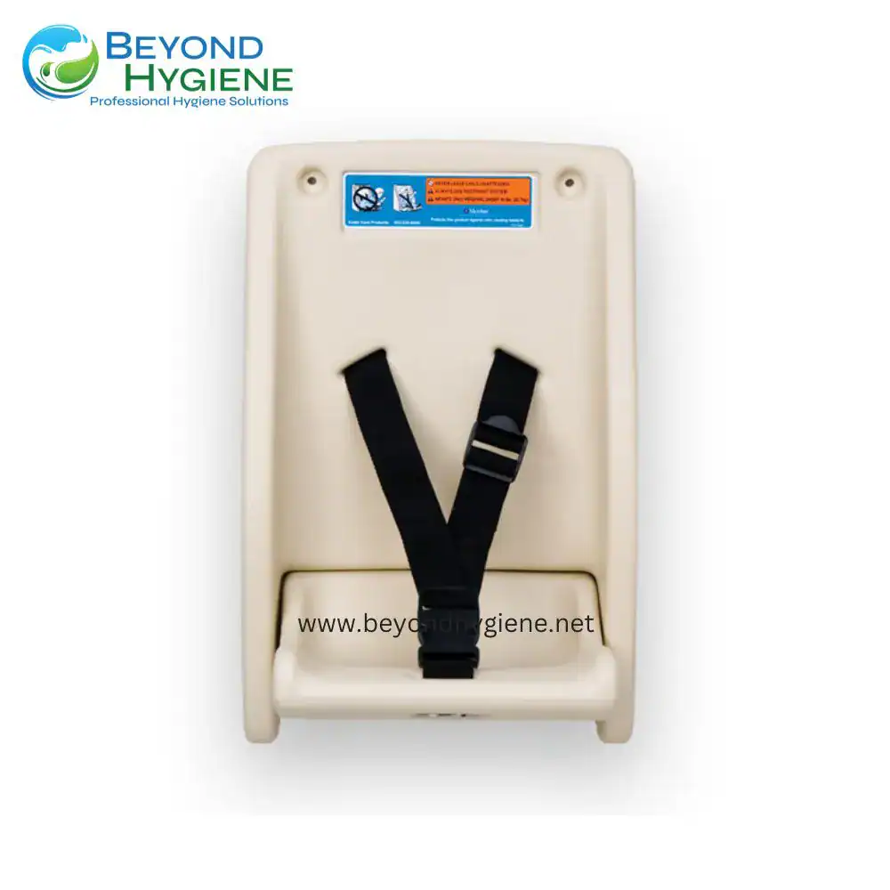 Disposable hand sanitizer dispenser holder with strap for sanitary hand hygiene stations. Designed for easy sanitization and infection control in public spaces.