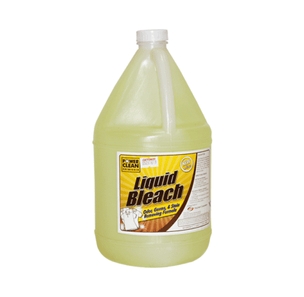 Liquid bleach cleaning solution, odor and stain remover, professional-grade disinfectant for commercial and industrial use.