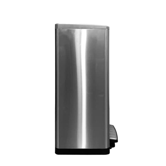 Stainless steel automatic hand sanitizer dispenser for hygiene and sanitation in commercial spaces.