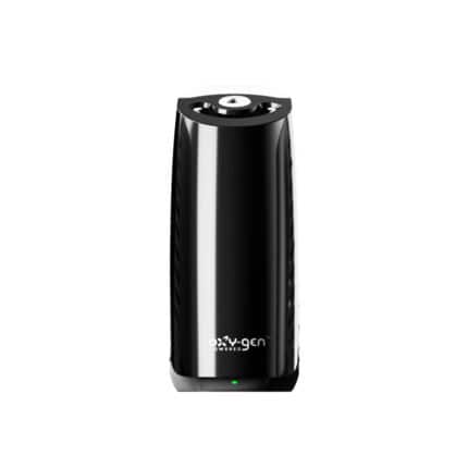 Ozone generator for sanitization and disinfecting air in commercial and residential spaces. Compact black device with digital controls, designed for enhanced hygiene and air quality.