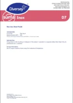 Diversey Suma Inox D7.1 Stainless Steel Polish 750ml Product Info Sheet