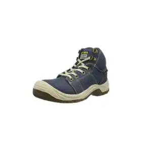 Durable navy blue work boot with reinforced toe, waterproof material, and slip-resistant sole ideal for industrial safety and hygiene environments.