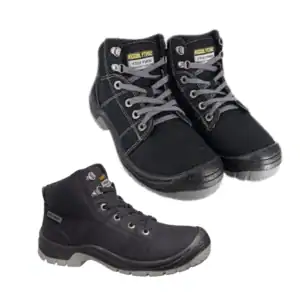 SAFETY JOGGER DESERT BLACK Description Sole: PU/ PU Color: Black High Cut Toecap: Steel Midsole: Steel Lining: Mesh Suede Footbed: Safety Jogger Foam