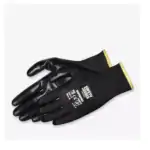Comfortable black industrial gloves with durable coating, ideal for cleaning, manufacturing, and hygiene tasks for optimal protection in Asia.