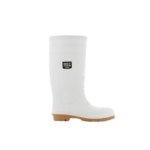 Safety jogger white rubber safety boots for industrial and hygiene purposes.