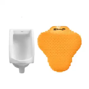 Urinal with replaceable hygienic brush for bathroom cleaning, focusing on hygiene and sanitation solutions.