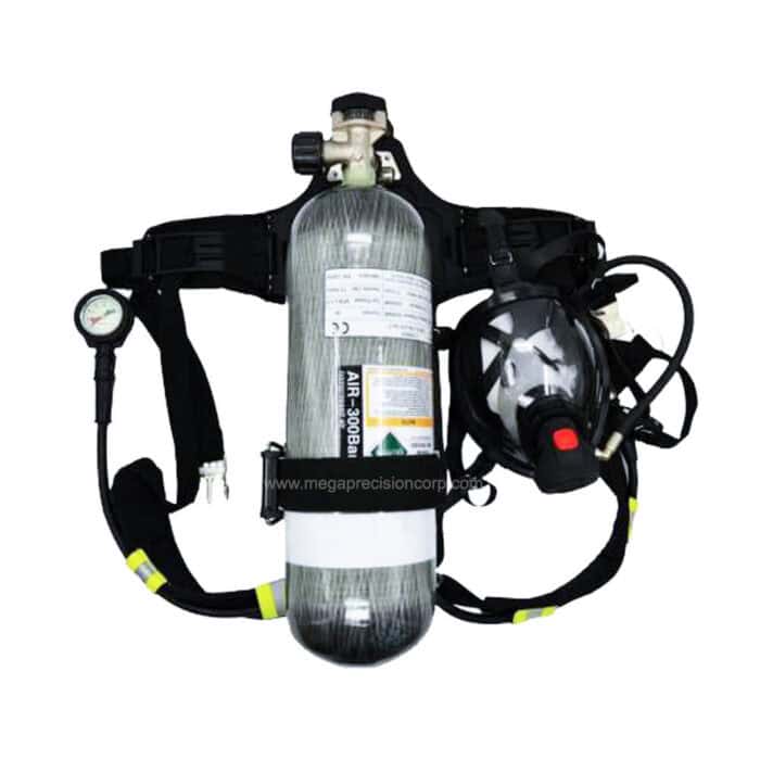 Portable scuba diving oxygen tank with regulator and mask for safety and health compliance.