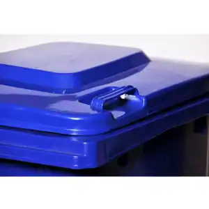 Blue waste bin with lid, hygienic waste disposal, sanitation supplies from Beyond Hygiene Asia.