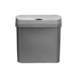 Sleek gray paper shredder for office or home use, emphasizing hygiene and document security, ideal for professional environments.