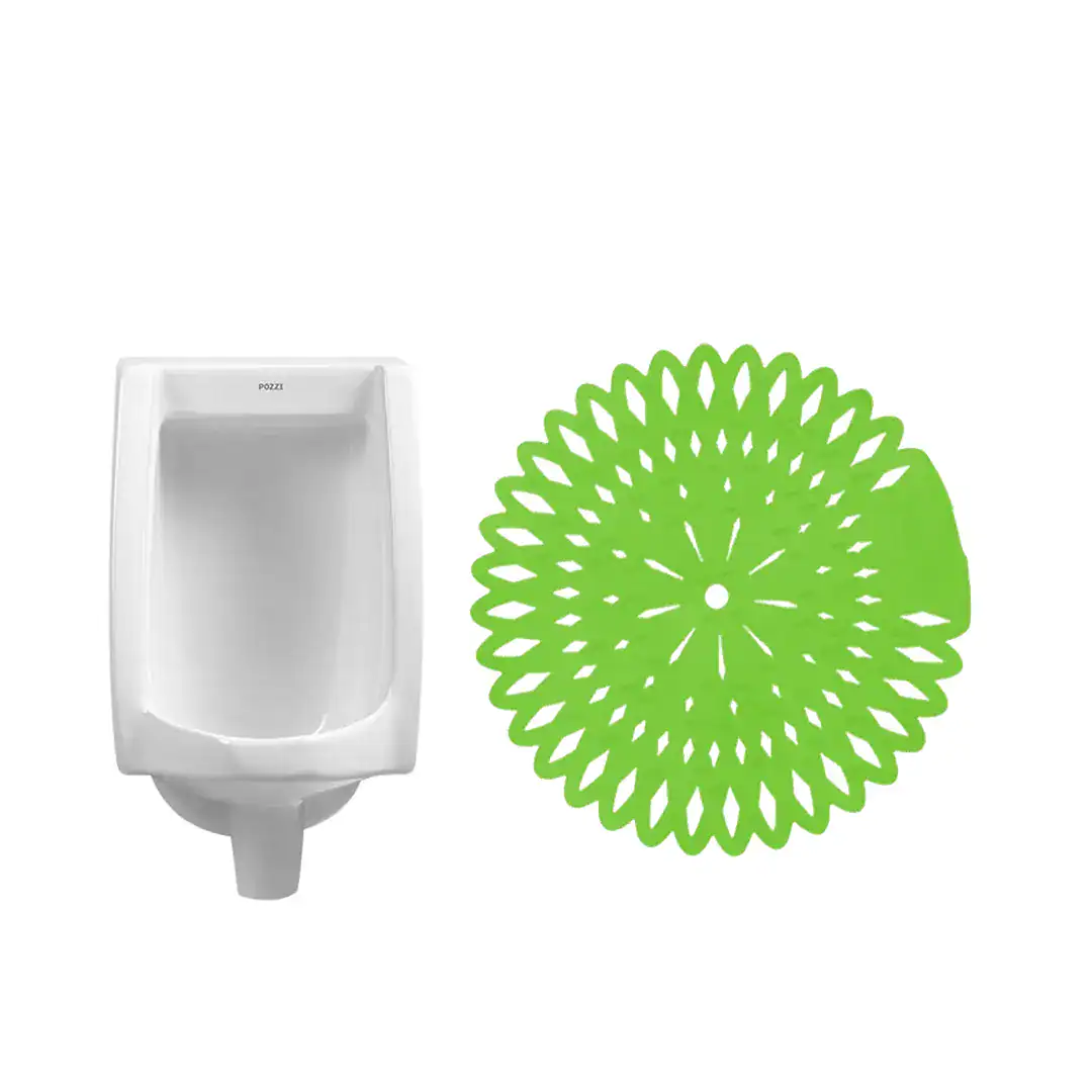 Sparkle-Enzyme-Urinal-Screen-Herb Urinal cleaner brush and green cleaning pad for hygiene maintenance at Beyond Hygiene Asia.