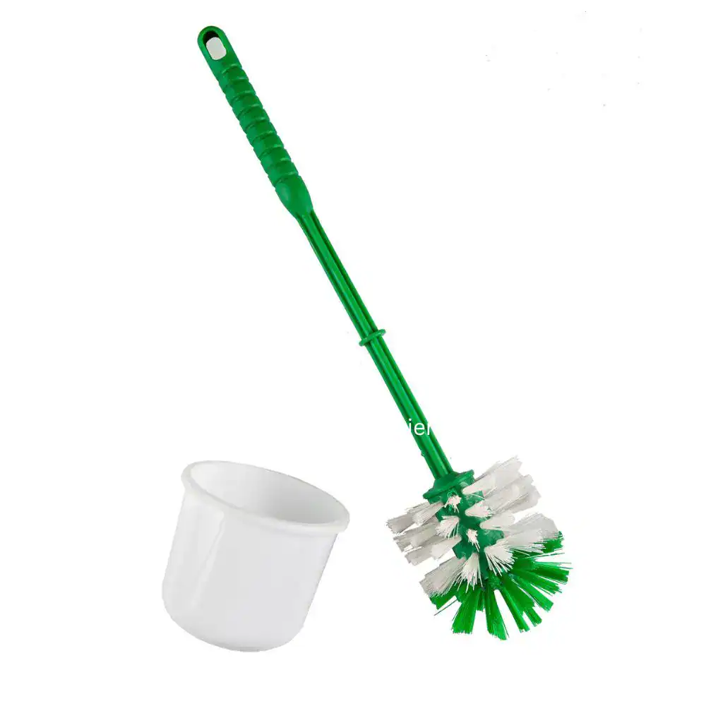 TOILET BRUSH (#800) Cleaning brush with plastic handle and cup for hygiene and sanitation use.