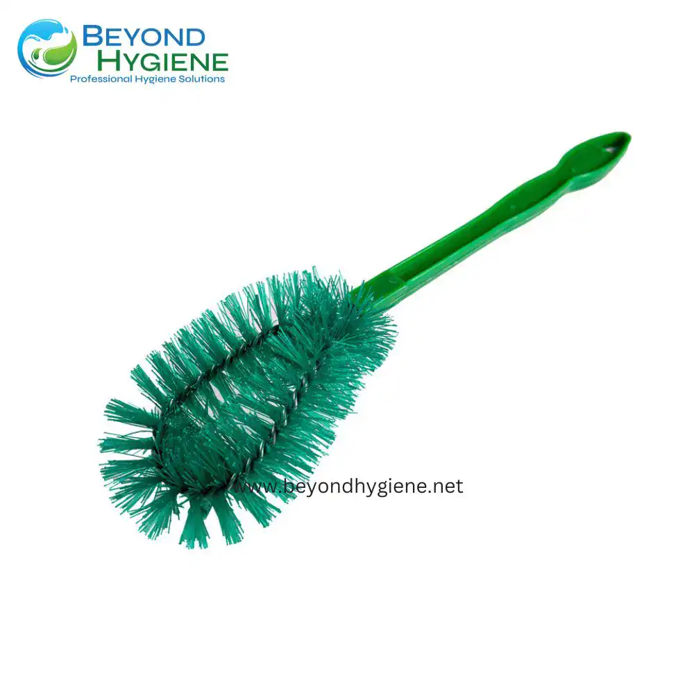 TOILET BRUSH (#887) Green toilet brush with handle, used for bathroom cleaning and sanitation, eco-friendly hygiene tool, professional hygiene solutions in Asia.