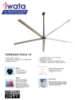 18ft industrial ceiling fan for commercial and industrial hygiene applications, featuring high velocity and energy-efficient operation.