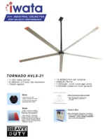 IWata 21ft industrial ceiling fan for high-volume air circulation in commercial spaces.