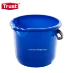 Blue plastic mop bucket with wringer, ideal for commercial and janitorial cleaning, featuring a sturdy handle and efficient wringing mechanism. Trusted hygiene equipment for professional cleaning.