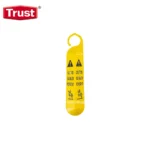 Caution slip with warning symbols and slipping hazard icons, used for safety signage in industrial and building environments.