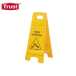 Repair in progress yellow caution sign with tools icon for building maintenance and hygiene safety.