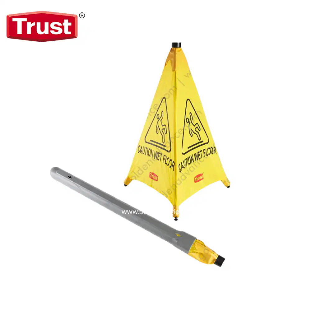 TR-7334 Wet floor caution sign and warning pole for slip hazard safety.
