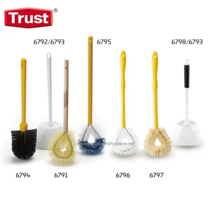 Brush and cleaning tools set for hygiene maintenance, including scrub brushes and toilet brushes, designed for commercial and residential cleaning, trusted by Beyond Hygiene Asia.