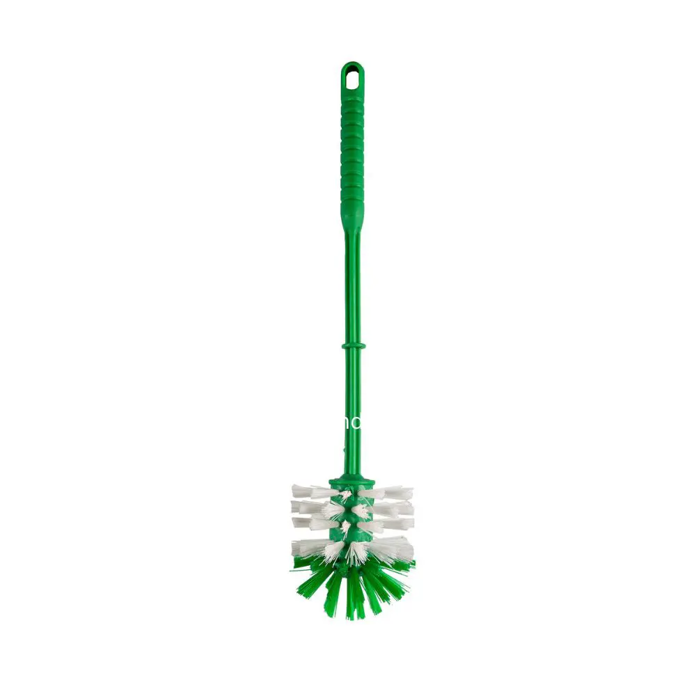 Toilet Brush (#888) (5) Green toilet brush with long handle and spiral design, ideal for sanitation and cleaning in commercial and residential facilities. Perfect for hygiene maintenance.