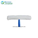 Microfiber cleaning mop with blue handle for professional hygiene and sanitation solutions.