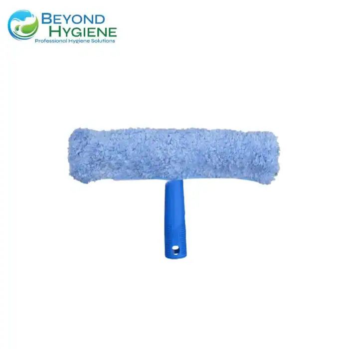 Microfiber cleaning roller with blue handle for professional hygiene cleaning solutions.
