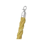 Braided yellow cleaning cloth with metal clip attachment, used for sanitation and hygiene cleaning tools.
