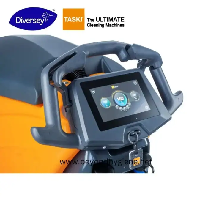 Heavy-duty cleaning machine with touchscreen control panel for industrial and commercial hygiene applications. Designed for efficient sanitation and disinfection solutions.