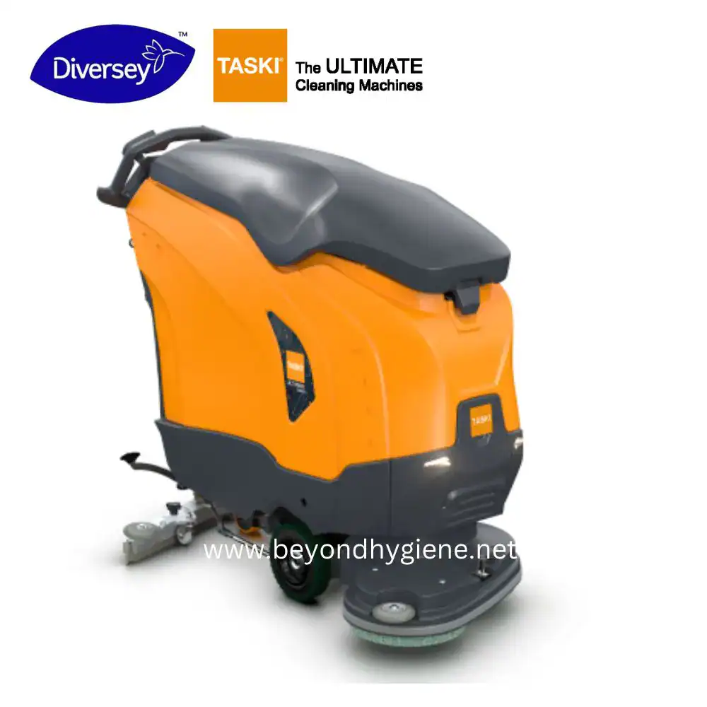 ULTIMAXX 2900 Double Disc_front Chargeable industrial floor cleaning machine, Diversy TASKI Ultimate Series, used for commercial cleaning in businesses and institutions, ensuring spotless hygiene and sanitation.